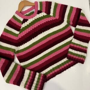 Frost Vintage Striped Colorful Wool Sweater Large